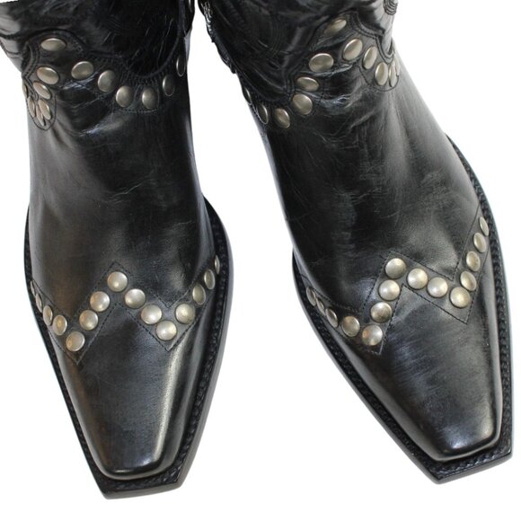Old Gringo Rockrazz Studded Western Boots Black Leather Side Zip Snip Toe Boot - Picture 11 of 14